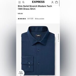 Express Slim Solid Stretch Modern Tech 1MX Dress Shirt